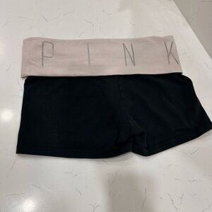 VICTORIA'S SECRET VTG PINK Y2K FOLD OVER YOGA SHORTS SIZE SMALL Pink Black